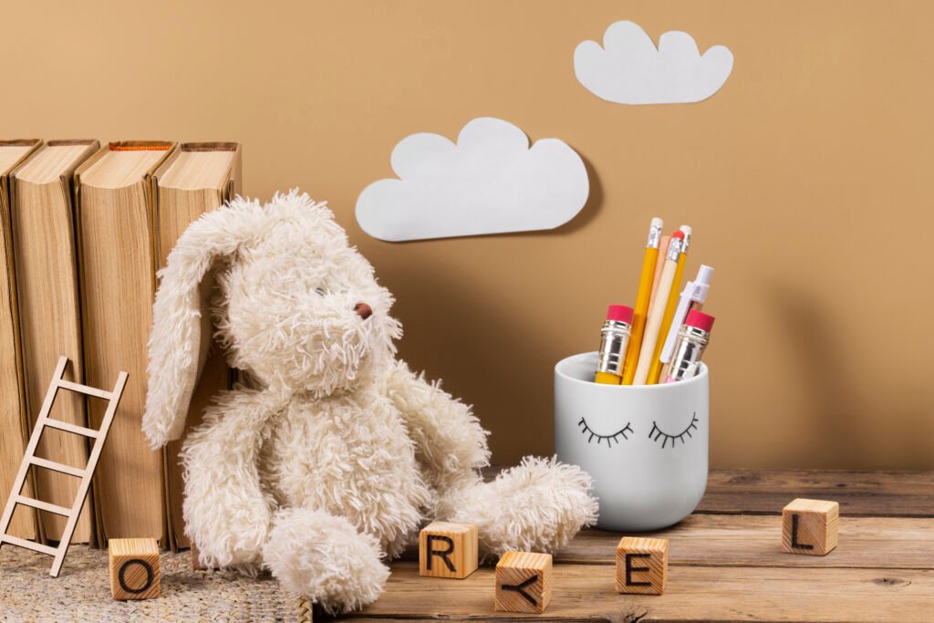 cute-plush-toy-books-arrangement